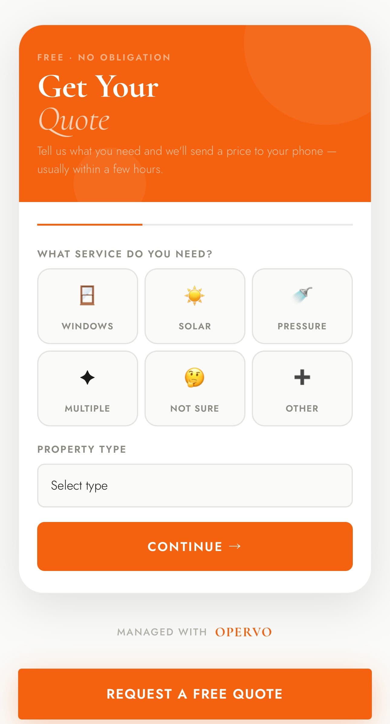 Folio de Opervo de un operador de limpieza de ventanas con servicios y cantidad de reseñas